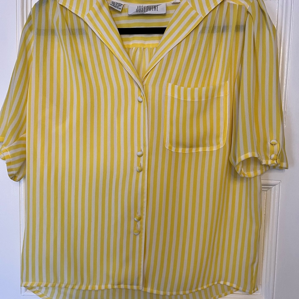 Josephine Vintage Yellow and White Striped Blouse - Size 6